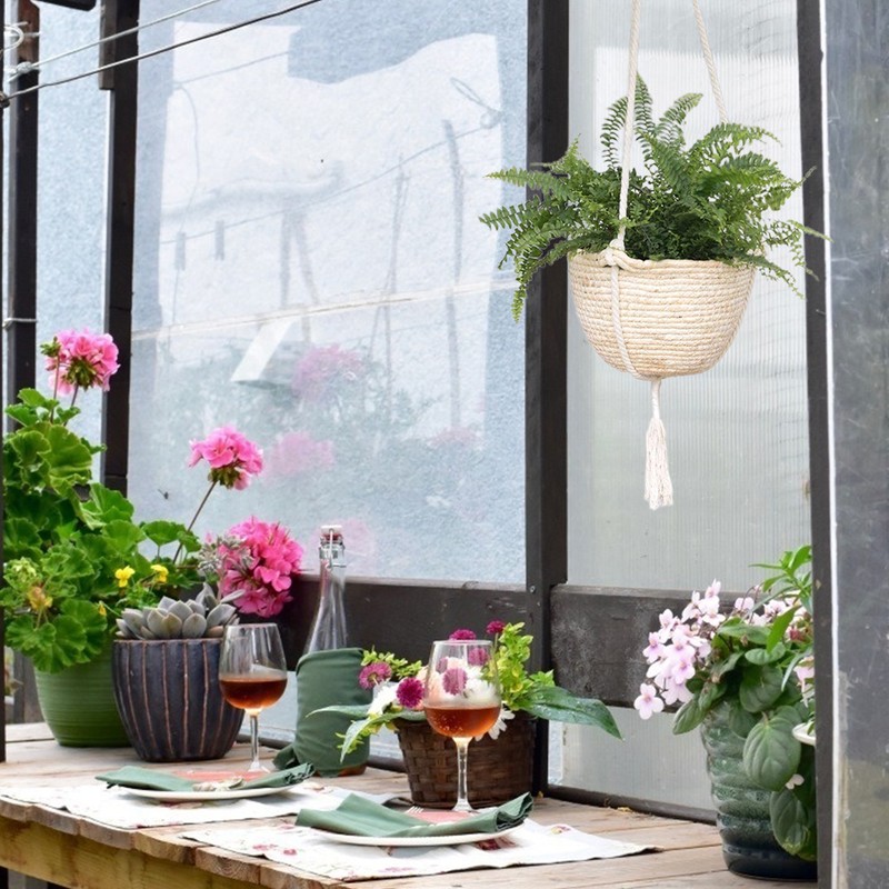 Natural Hanging Seagrass Plant Baskets Dural Layer Flower Planting Basket