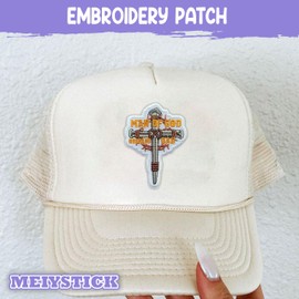 MEIYSTICK Husband Dad Man of God Embroidery Patch for Clothes Backpacks Hats Jeans Bags, Three Nail Cross Size 3" Iron Patch or Sew On Patches, Applique Embroidery Patches, Faith Gift for Christians