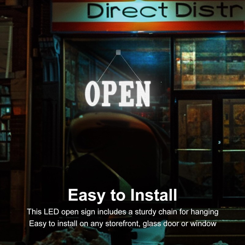 31'' x 11" Large LED Open Signs for Buisness, Remote