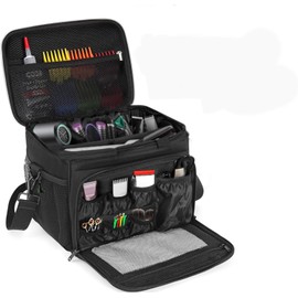 HUIMSWARM Barber Supplies Bag Portable,Barber Carrying Bag with Shoulde Strap, Barber Tool kit Comb Scissors Clip Storage