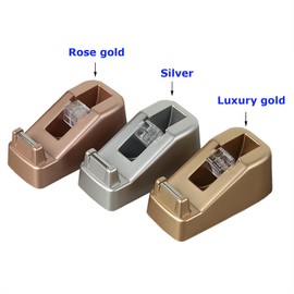 Yufocusqc Small Desk Tape Dispenser Heavy Duty Cute Desktop Tape Dispenser with Weighted Non-Skid Base Suitable for 1 Inch Core Tape (Silver)