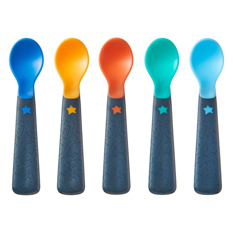 Tommee Tippee Easigrip Self-Feeding Weaning Spoons with BACSHIELD Antibacterial Technology, Chunky