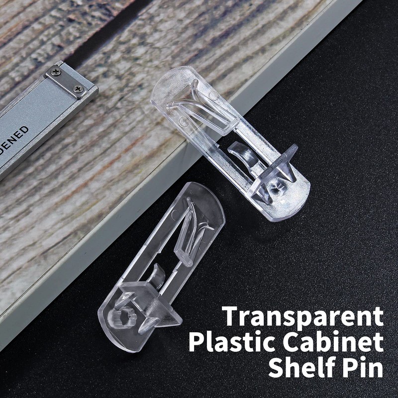 Rierdge 20 Pcs Plastic Locking Shelf Pins 5mm, 5/8” Clear