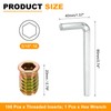 sourcing map 100 Pcs Threaded Insert for Wood, 5/16" -