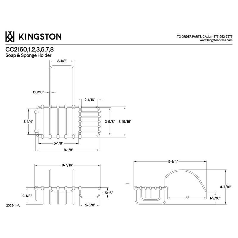 Kingston Brass CC2162 Clawfoot Tub Rim Soap and Sponge Holder,