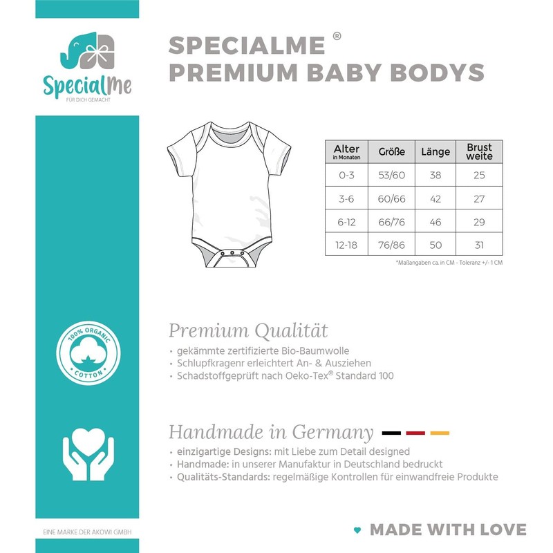 SpecialMe® Baby Body mit Namen und Initiale personalisiert Wunschname Geschenk