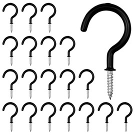 TAOBWN 20pcs Black Carbon Steel Multipurpose Screw in Hooks, 2.9 Inch, Heavy Duty, Rust Resistant, Indoor & Outdoor Use