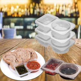BCMON 33pcs Double Compartment Condiment Container With Lids - Reusable Snack Pack Containers for Condiment, Dip, Sauce, and Dye