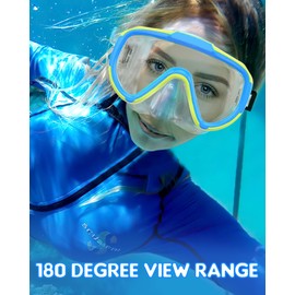 Zeligerstar Snorkel Mask Adult, 180° Panoramic View Diving Mask, Anti-Fog Swimming Mask with UV Protection Lens, Anti-Leak Swimming Goggles for Men Women