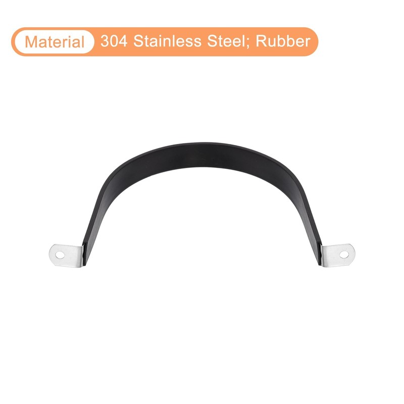 TA-VIGOR 6Pcs Black U-Shaped 150mm Pipe Clamp, Stainless Steel Hose