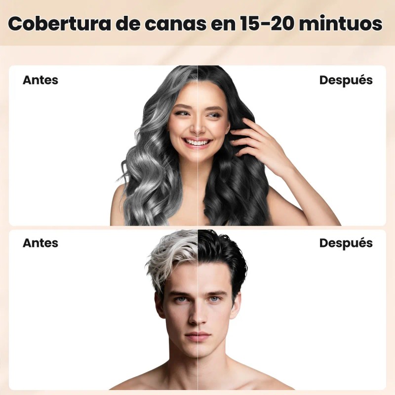 2 Pzs Negro Hair Dye Shampoo Tinte Instantneo Cubre Canas
