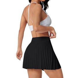 LALA BIRDS Women Pleated Tennis Skirt with Side Pocket,Women's High Waisted Athletic Golf Skorts Running Workout Casual(US, Alpha, X-Large, Regular, Regular, Black)