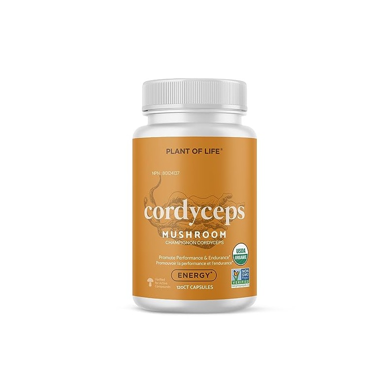 Plant of Life Cordyceps Mushroom Capsules | Energy, Performance, Adaptogen,