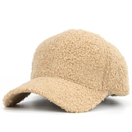 Lamb-Wool Baseball-Caps Warm-Winter Teddy-Fleece Hip-Hop Cap for Men Women Outdoor Travel Khaki