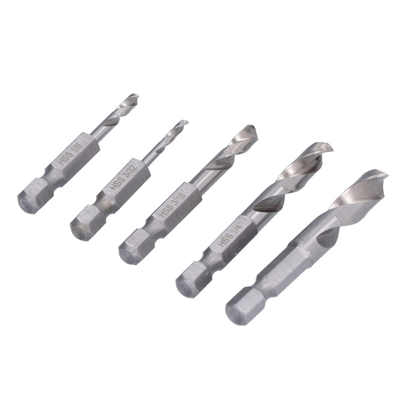 KIMISS 5 Pcs High Speed Steel Hex Shank Drill Bits