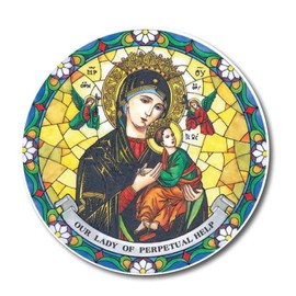 Our Lady of Perpetual Help suncatcher stained glass window sticker reusable 6 inch sun catcher