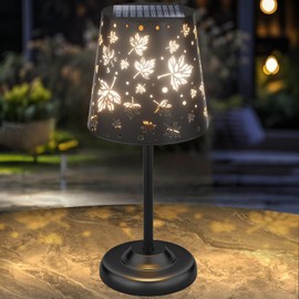 UBright Solar Table Lamp Cordless Lamp with Maple Leaf Hollow Design Metal Solar Table Lights Waterproof Decorative for Yard Patio 1Pack
