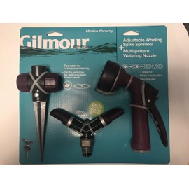 Gilmour Adjustable Whirling Spike Sprikler + Multi - Pattern Watering Nozzle