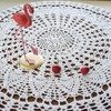 USTIDE Handmade Crochet Tablecloth White Cotton Lace Tablecloth Round Crochet