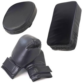 seathestars Boxing Gloves Mitts Set of 4 with Punching Gloves Set, Kickboxing, Practice Equipment, Kick Mitt, Punching Mitt, Training, Home, Punching, Exercise, Muscle Training, Muscle Training,