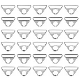 GVPOELR Triangle Buckle Adjuster, 30 Pieces D Ring Triangle, D Rings Made of Metal, Metal Triangle Buckles, Metal D-Rings Half Rings, for DIY Handbag, Purse, Hardware Lanyard, silver