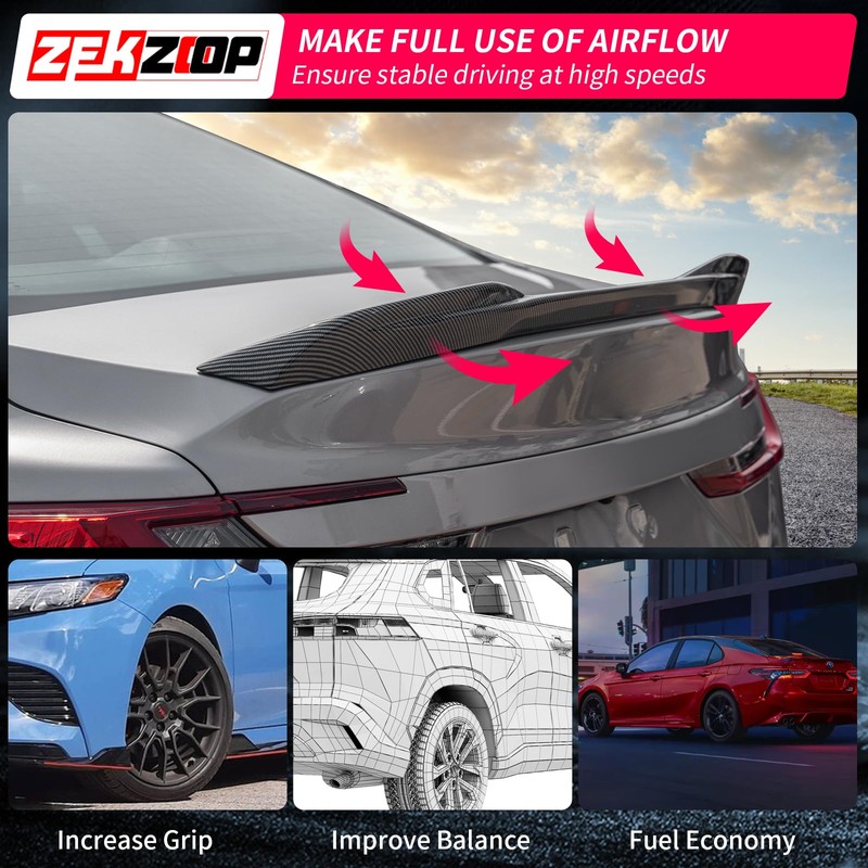 Zekzoop Spoiler Wing Compatible with 2025 Toyota Camry Rear Trunk
