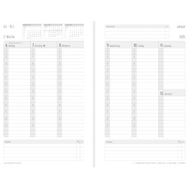 Chronoplan 50935 Book Calendar 2025 (Diary A5 (135 x 210 mm) with Soft Cover, Weekly Planner, 1 Week on 2 Pages, with Flexible Pen Loop, Index Tape, Rubber Closure, White
