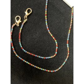 The Bling Addict Multicolor Rainbow Crystal Rhinestone Mask Or Glasses Holder NWTCZ with Clips