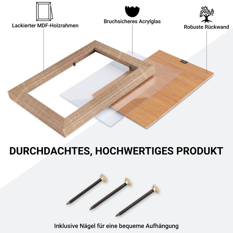 CABBEL Picture Frame 15 x 21 cm, Mocha, Sturdy MDF