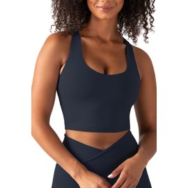 YITTY Active Women's Ultraluxe Built-in Bra Tank Top, Athleisure, 4-Way-Stretch, Deep Navy, L