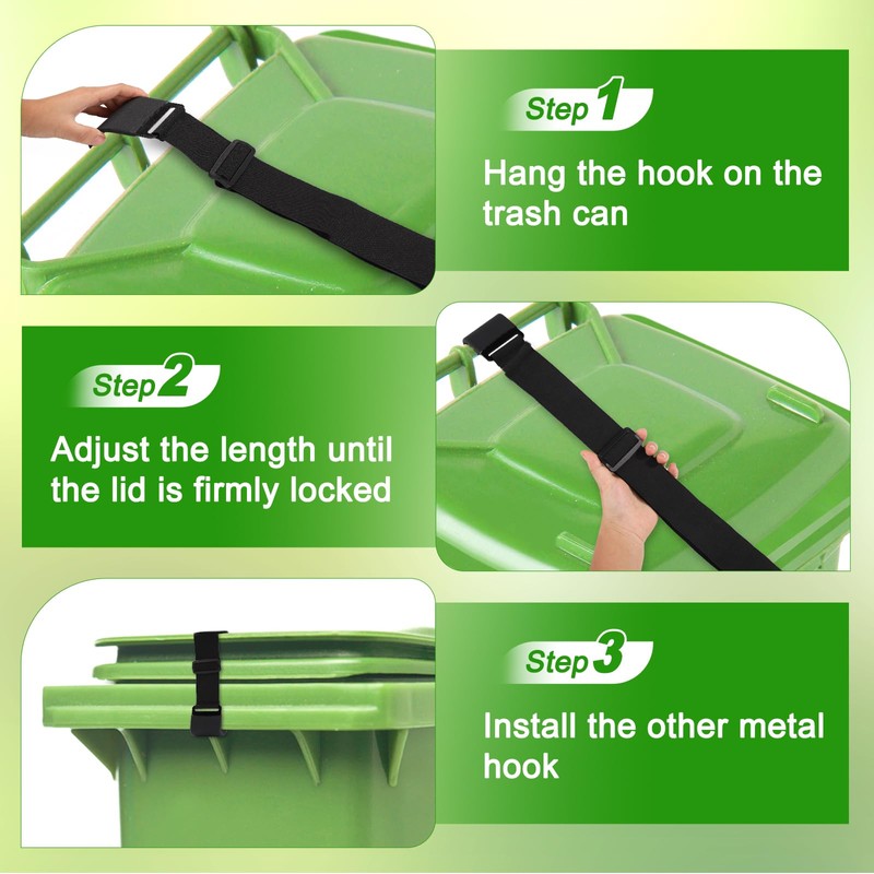 lasuroa Wheelie Bin Lock for Animals, Windproof Metal Double Claw
