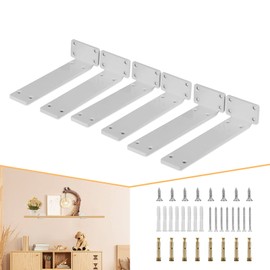CLT Shelf Bracket( White) , 6” Quarter Inch (1/4") Thick- Max Load: 220 lb Rustic Industrial Modern Farmhouse Heavy Duty Bracket for DIY Table Bench, Pack of 6