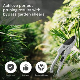 Bypass Pruning Shears for Gardening - 8.3" Garden Shears Pruning with Curved Blade - SK5 Steel Garden Clippers Handheld - Garden Scissors for Plant, Flower Branches, Fruit Trees, Heavy Duty