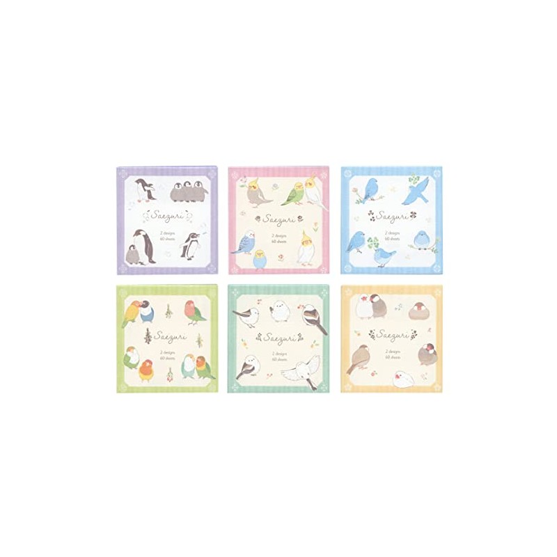 Saezuri Note Penguin Notepad, Tabletop, 2 Patterns, Assorted, 60 Pieces,