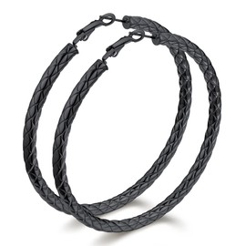 Bestyle Women's Stainless Steel Hoop Earrings 30/40/60/80 mm Silver/Gold/Black, Stainless Steel