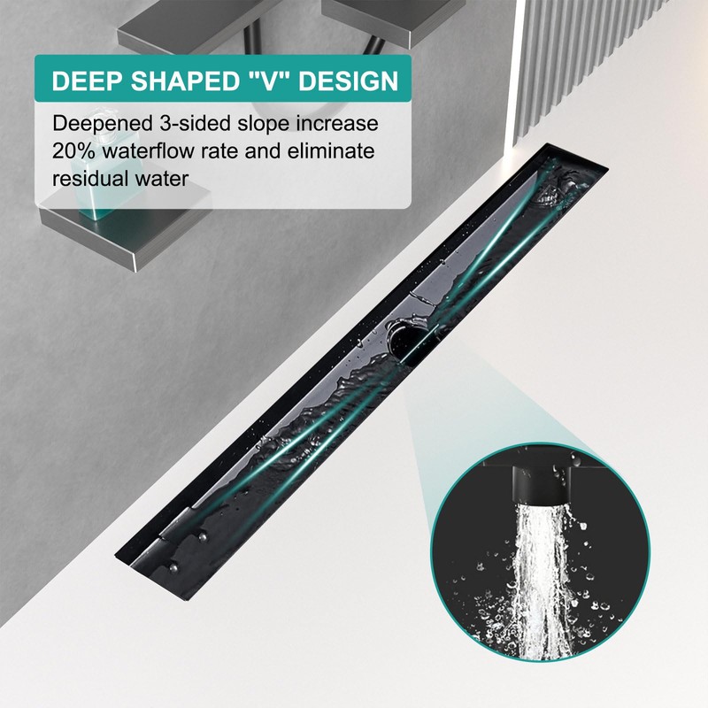 BARONAGE Linear Shower Drain 32 Inch Rectangular Floor Drain with