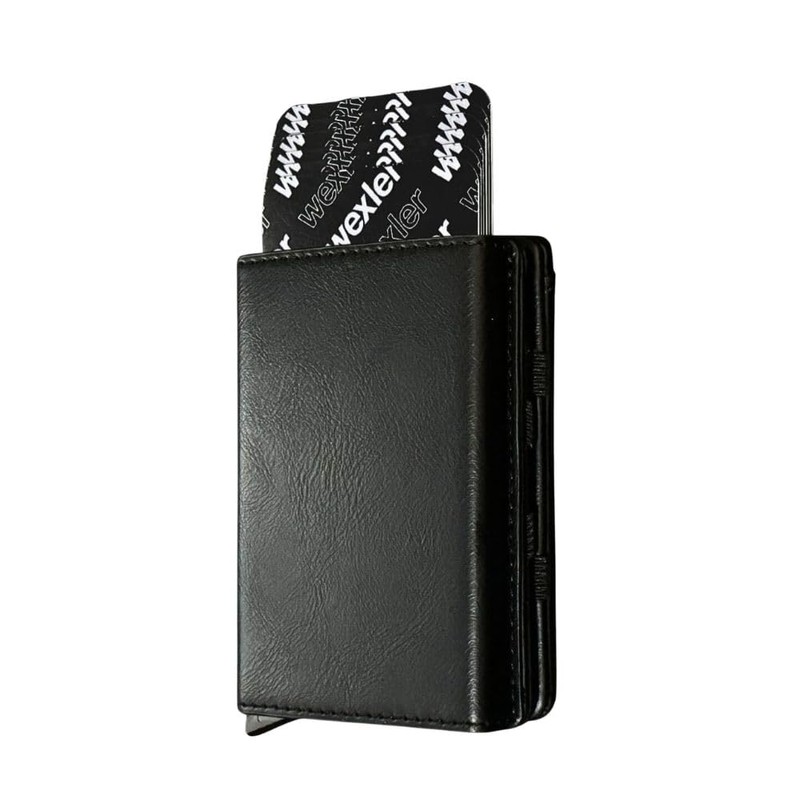 WEXLER Cartera Slim con Protección RFID, Mecanismo Pop-Up de Tarjetas
