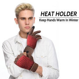 Minicoco Wear Winter Gloves for Men Women, Thickened Fleece Elastic Cuffs Gloves, Wool Gloves, Warm Knit Gloves Elastic Cuff for Winter, Running, Cycling