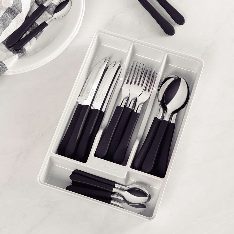 Faqueiro Inox 25 Peças Com Gaveteiro Leme Cinza Tramontina