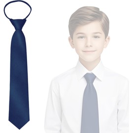 Vexadrix Boys Tie Pre-tied Adjustable Kids Necktie for Age 8-12 Wedding School Graduation (Navy Blue)
