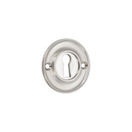 Infinity Decor Solid Brass Vintage Style Slimline Standard Escutcheon Door Lock Keyhole Cover for Front Doors 42mm (Satin Nickel)
