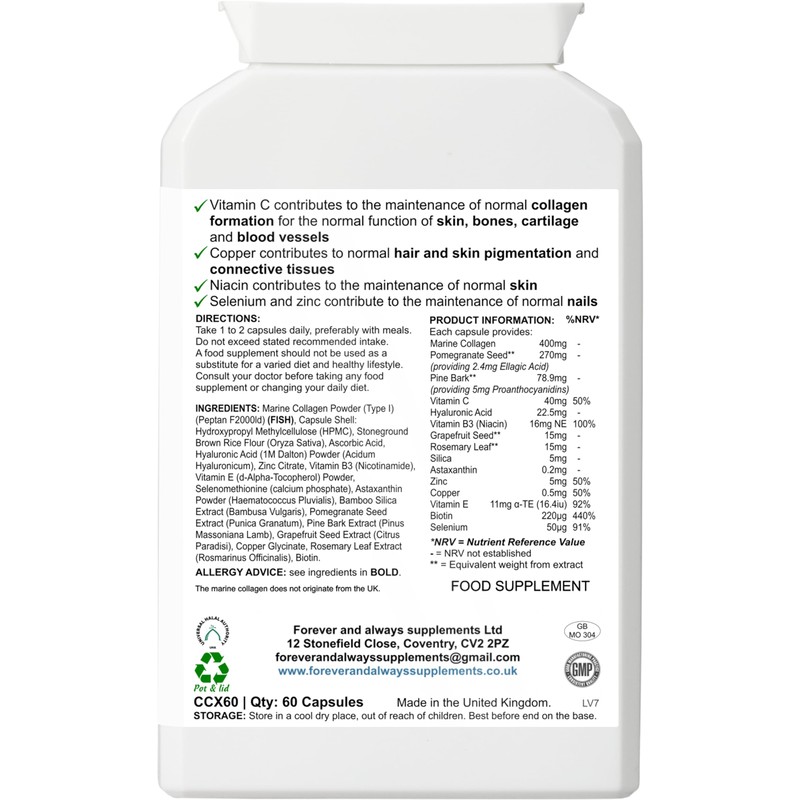 PureBeauty Marine Collagen, Capsules, with Hyaluronic Acid, Biotin, Vitamin C,