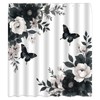 CWHCWA Black Grey Floral Shower Curtain, 70x70 Inch