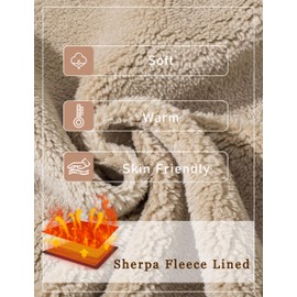 MAGCOMSEN Mens Sweatshirt with Sherpa Lining Pullover Men Winter Basic T-Shirt Warm Plain Sweatshirts Outdoor Work Jumper Men Pullover Sweater with Fleece Lined Winter Thick Tops, Black