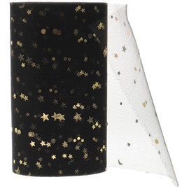 1 Roll Black Glitter Tulle Soft Mesh Fabric With Star Sequins Tulle Ribbon Material for Wedding Party Table Decorations, Ponchos Wrapping