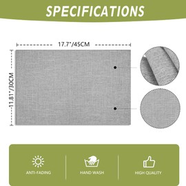 AUAUY Table Mats Set of 4, Faux Linen Washable Place Mats, Double-sided Available Non-Slip Heat Resistant Table Placemats for Kitchen Dinning Restaurant, Place Mats for Table, 30x45cm (Gray)
