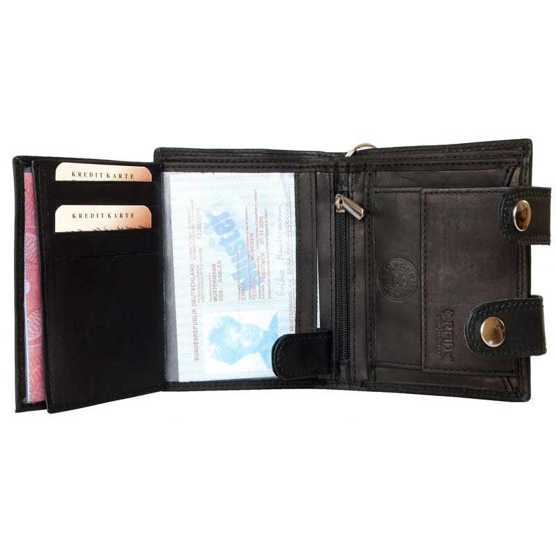 Men's RFID Biker Wallet with 45 cm Long Metal Chain