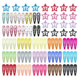 KUBOM 100 Pinzas para El Cabello de Colores, Lindas Horquillas Metálicas Antideslizantes con Cierre A Presión para Niñas, Bebés, Niños Y Mujeres.