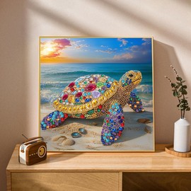 Turtle Diamond Art for Adults, Sea Turtle Special Shape Diamond Painting Kits for Beginner, DIY Diamond Painting Kit for Adults for Gift Relaxation 12x12 inch