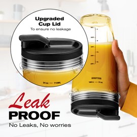 24oz Replacement Cup with Sip and Seal Lid for Nutri Ninja Blender BL642 BL450 BL456 BL480 BL482 BL640 BL682 BN401 BN751 BN801 Foodi SS401 SS101 SS351 SS151 Ninja Blender Auto IQ Blade (2-Pack)